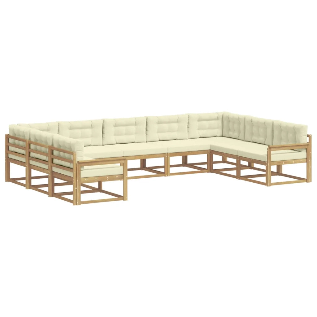 Set di divani da esterno 9 pz Bianco e Crema 3387024