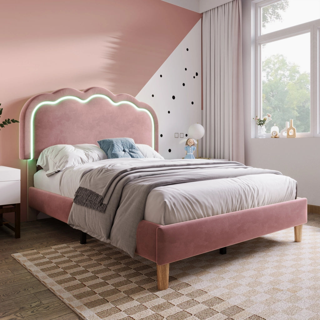 letto imbottito velluto rosa 90 x 190 cm