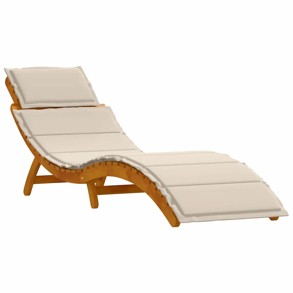 Lettino prendisole 2 pcs Bianco Crema Legno di Acacia Massello 4107096