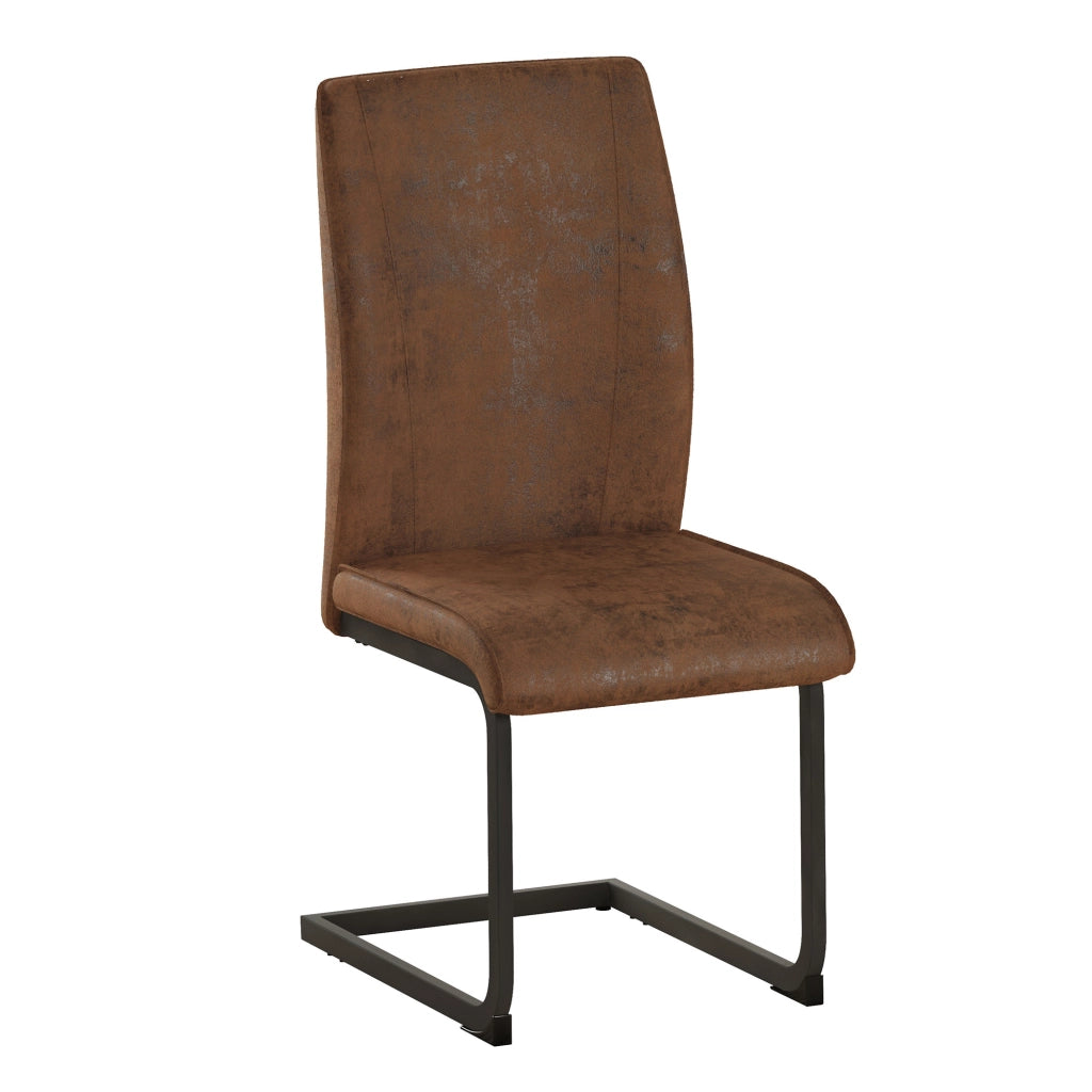 Sedia da pranzo Set da 2 schienale ergonomico piedini antiscivolo in tessuto e metallo marrone