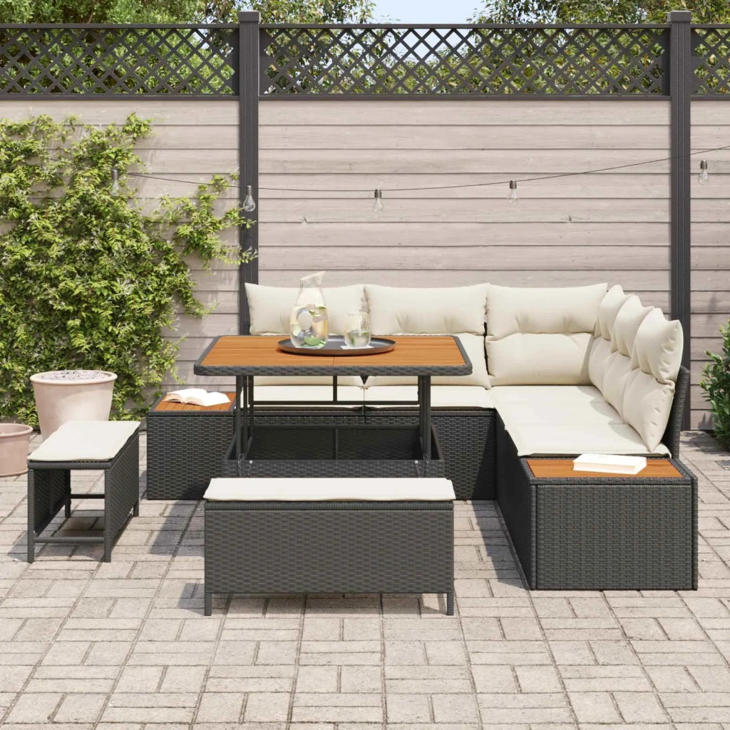 Set Divano da Giardino con cuscino 8 pcs Nero e Crema 3363295