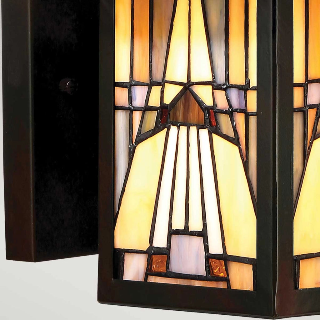 Applique esterna vetrata bronzo scuro E27 60W Inglenook Quoizel