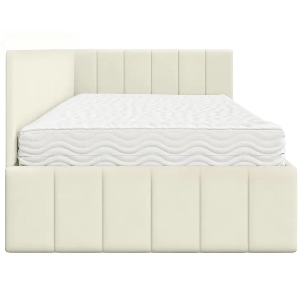 Struttura Letto Angolare con Materasso 2 pcs Crema Velluto 3393865