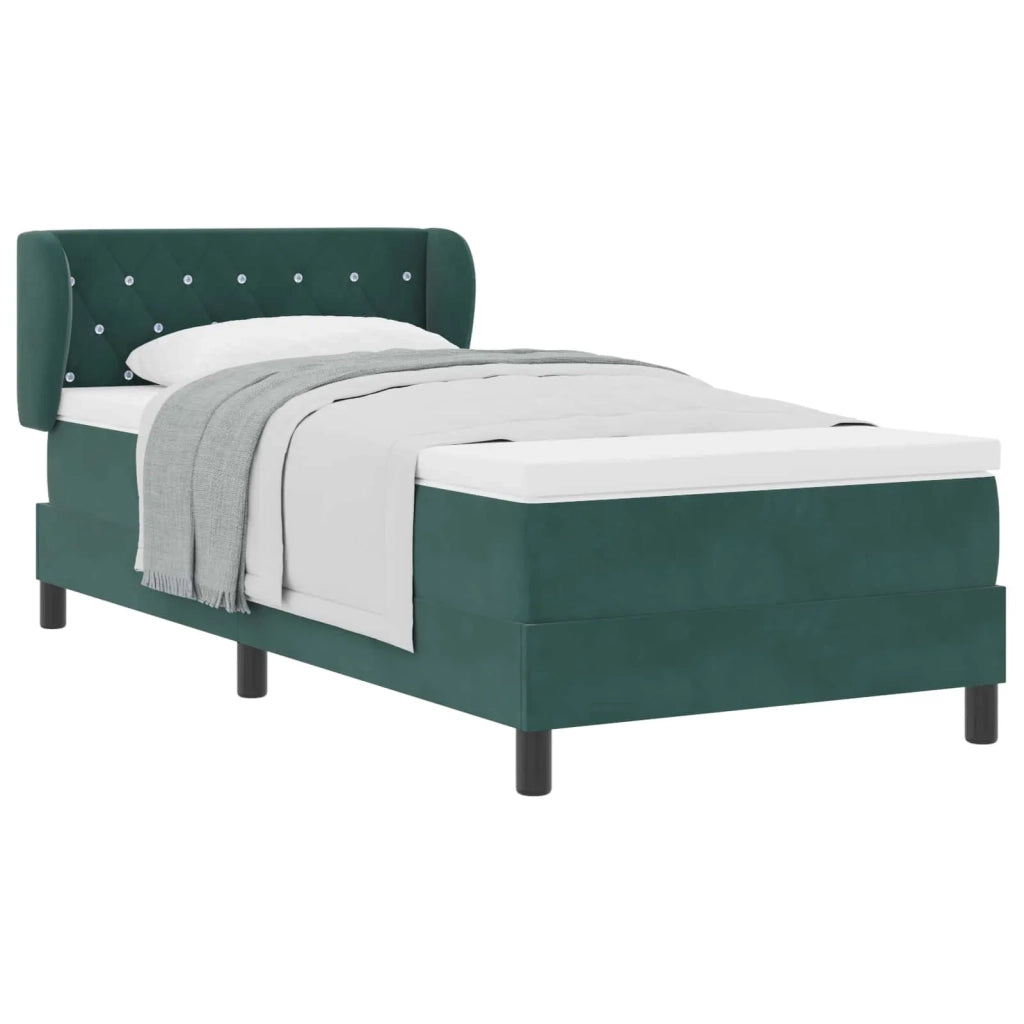 Letto a molle con testiera Verde scuro 90 x 200 cm Velluto 3340319