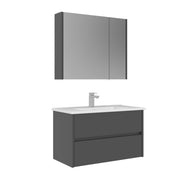 Set mobile lavabo con specchio (2 pezzi) "Arno 85" - 85 x 45 x 52 cm - Grigio