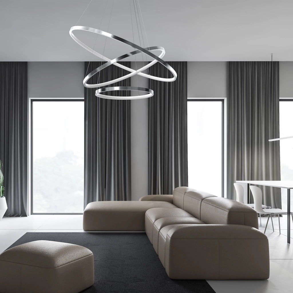 Lampada a sospensione HOOP 3 anelli cromo LED 93W 4000K