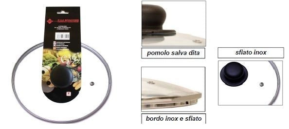 Coperchio per Pentole e Padelle in Vetro con Bordo in Metallo 40 cm