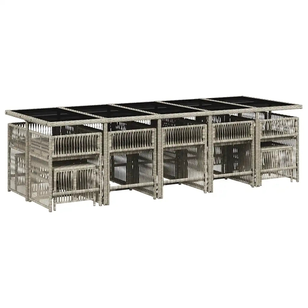 Set da Pranzo da Giardino 15 pz con Cuscini Grigio Polyrattan 3211715
