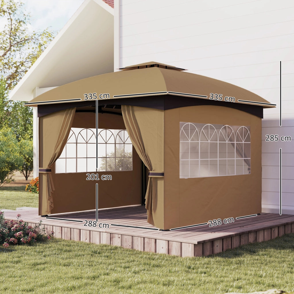 Gazebo da Giardino con Pareti ¨C zephmum ¨C 3.4x3.4m Beige