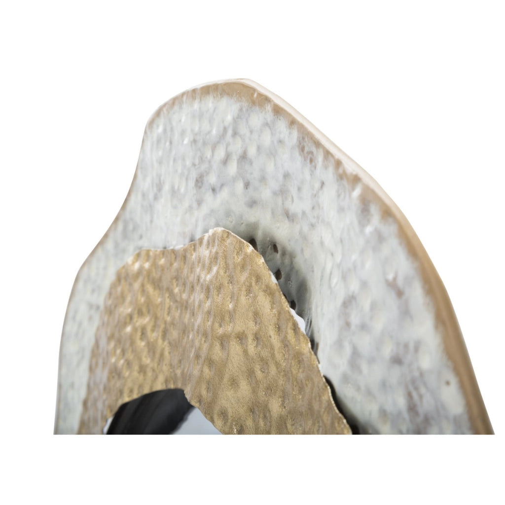 Specchio da parete Shai Light tondo in ferro oro e crema