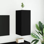 Mobile TV a Parete con Luci LED-Mobile TV a Muro Nero 30,5x35x70 cm