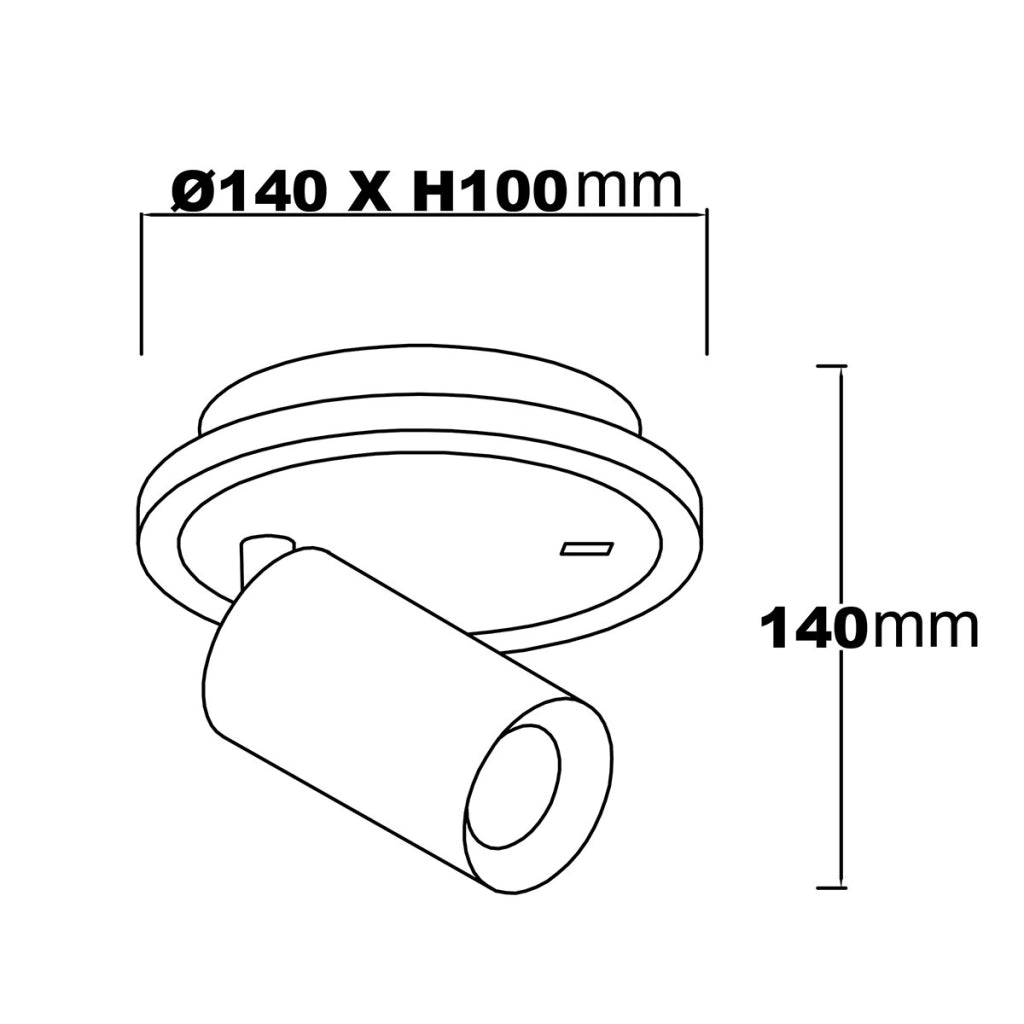 Applique rotonda moderna nera spot orientabile GU10+LED CCT Parma