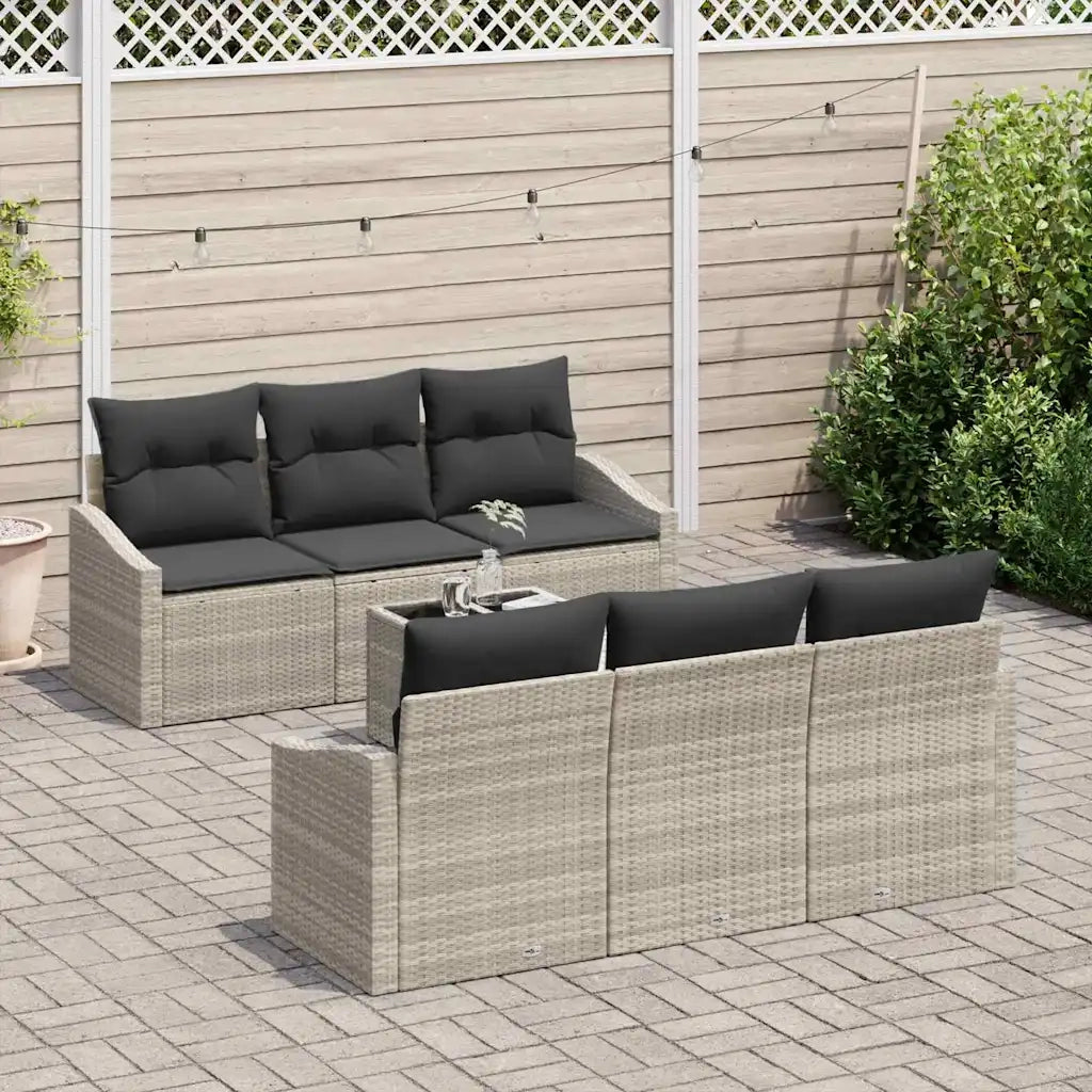 Set di divani con cuscino 7 pcs Grigio chiaro polyrattan 3346612
