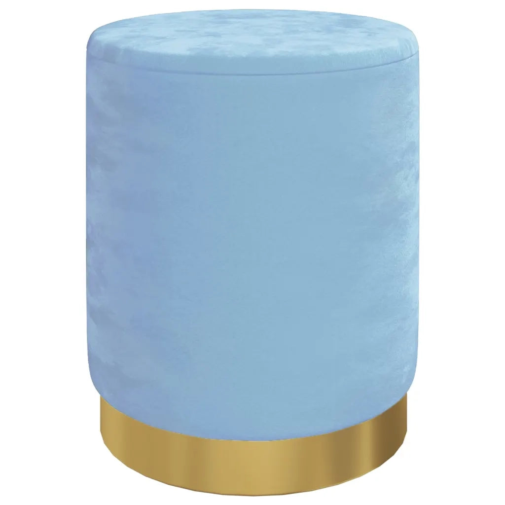 Sgabello Rotondo con Contenitore Azzurro in Velluto 31 x 37 cm 340291