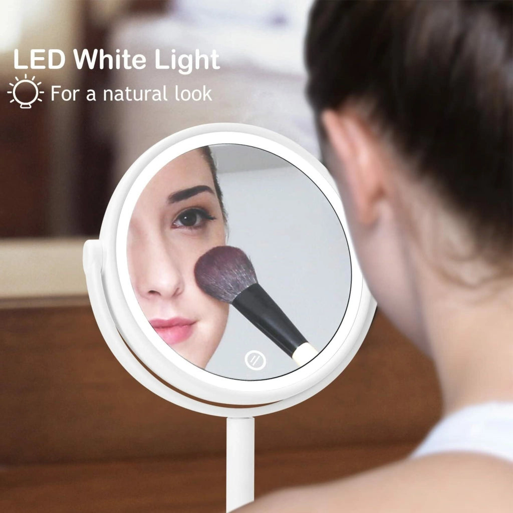 SPECCHIO TRUCCO LUCE 21 LED BASE GIREVOLE USB MAKE UP ILLUMINATO TOUCH TE-B0252