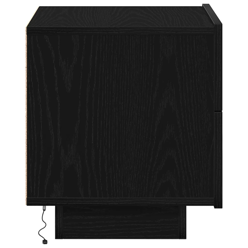 Armadio da Notte con cassetto Rovere Nero 70 x 36 x 40,5 cm 863065