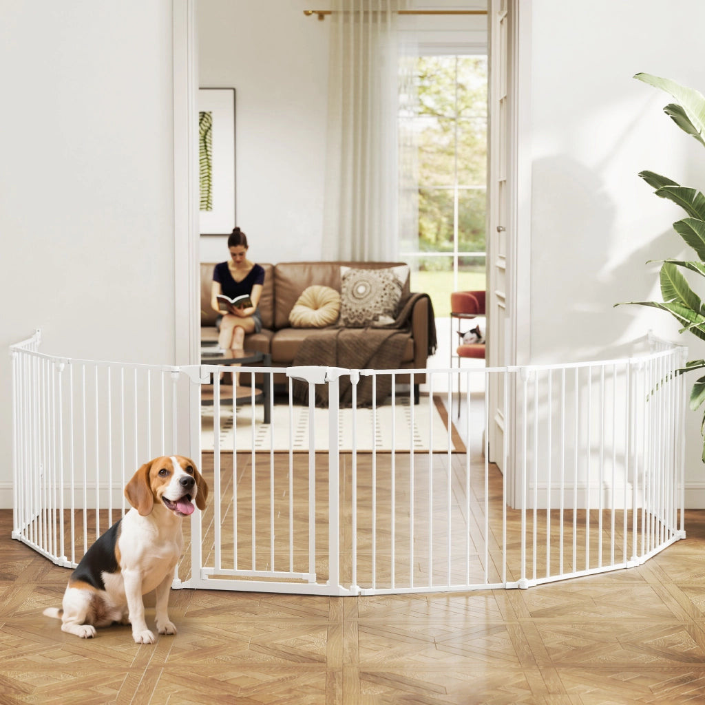 Recinto per Cani 8 Pannelli ¨C Xylo ¨C Acciaio ABS Bianco 61x75cm