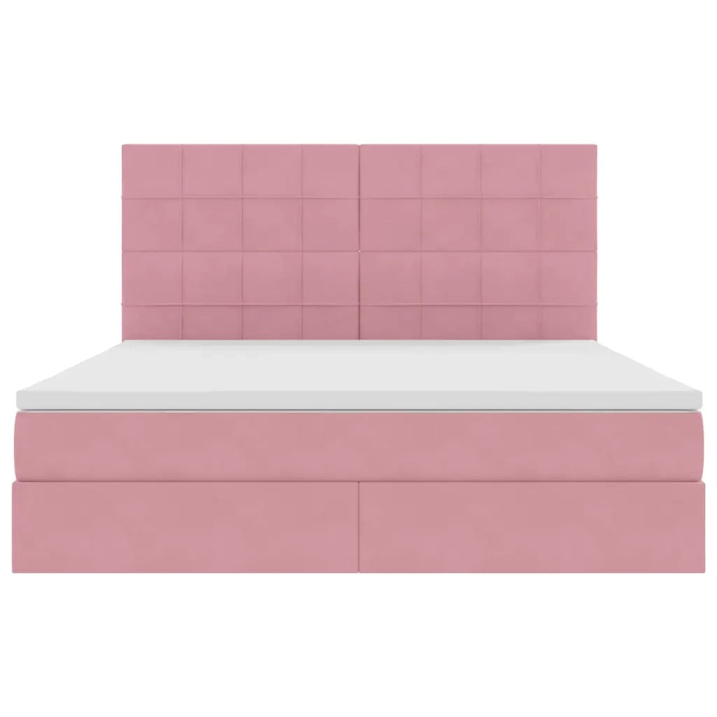 Letto con contenitore e materasso Rosa 180 x 200 cm Velluto