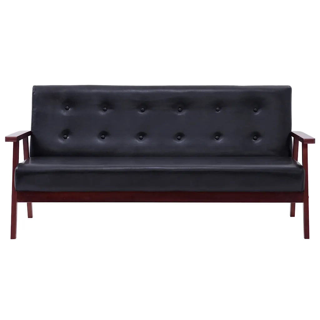 Divano a 3 Posti-Sofa 3 Posti Nero in Similpelle