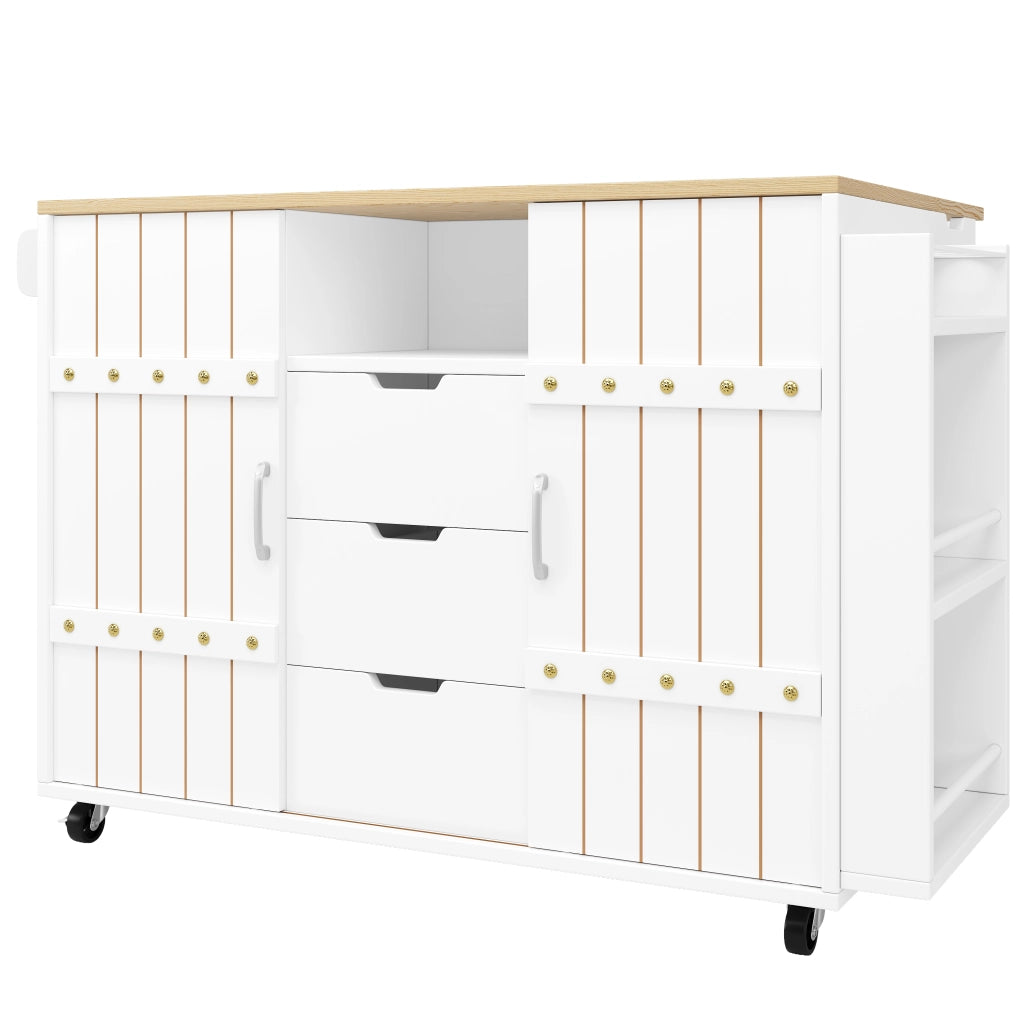 Mobile da cucina in legno - Zephmum - Con ruote, ripiano, scaffale spezie e porta asciugamani