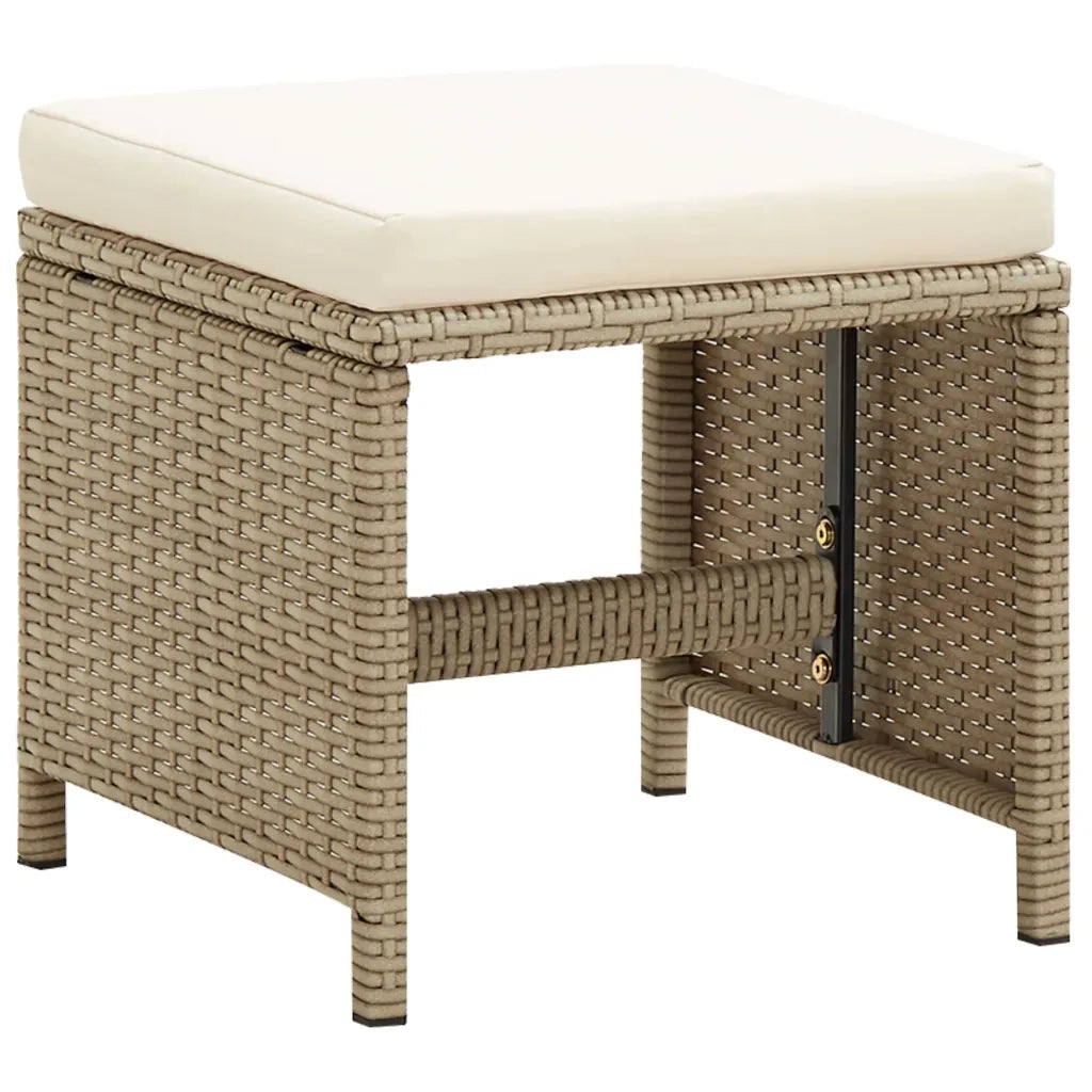 Sgabelli da Giardino 2 pz con Cuscini in Polyrattan Beige 46418