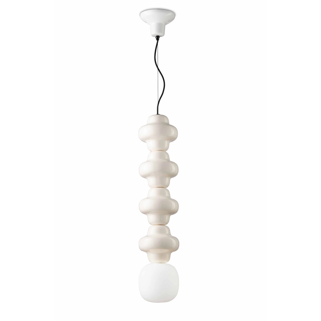 Sospensione Vintage Decò Copacabana 4 Moduli Ceramica Bianca 1 Luce E27