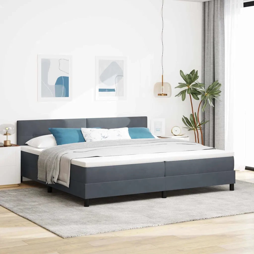 Letto a molle con materasso Grigio scuro 200 x 200 cm Velluto 3339195