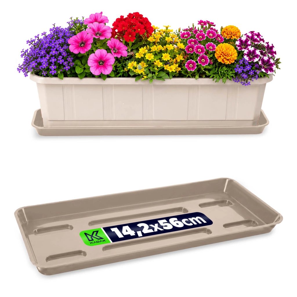 Supporto per vaso da fiori KADAX da 60 cm, fioriera da balcone, vassoio in plastica