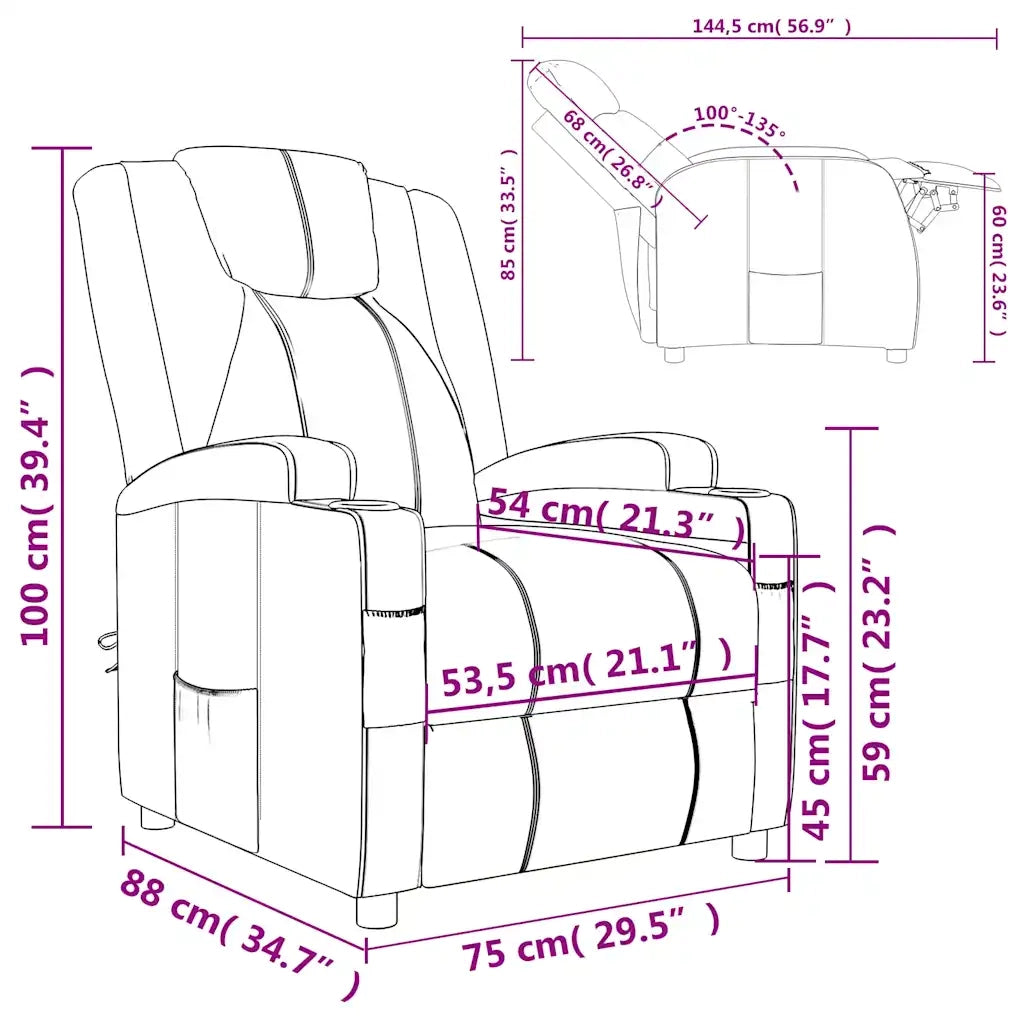 Poltrona Reclinabile Marrone in Similpelle 340961