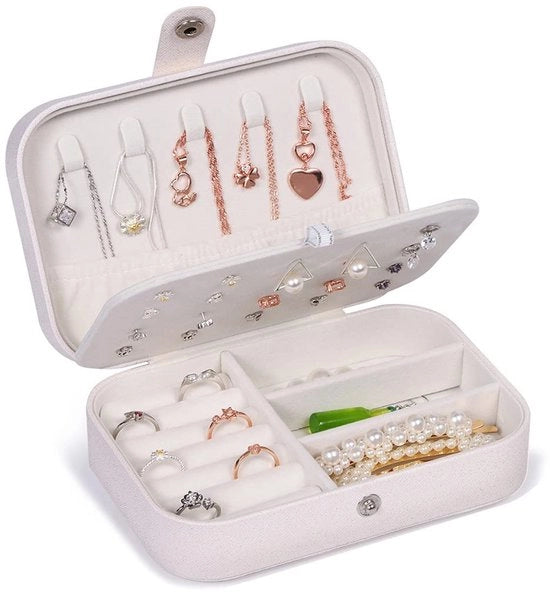 Organizzatore di gioielli - Box compatta e stile - Bianco - Ideale per viaggi - Adatto per donne e ragazze