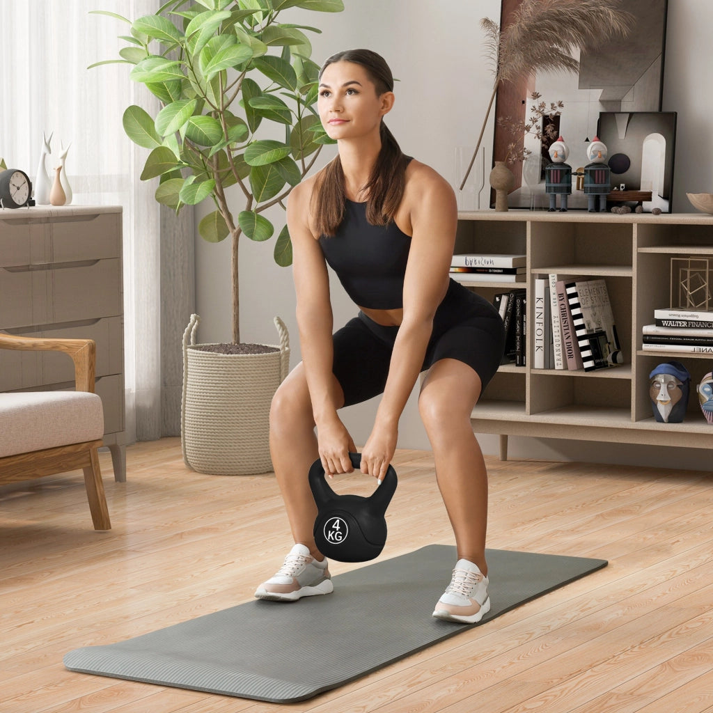 Kettlebell in Plastica e Sabbia ¨C Minimal ¨C Nero 18x12x20 cm