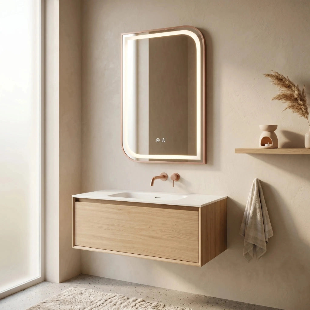 Specchio Led Zone 70x50 Brush Rose Gold
