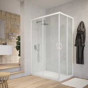 Box doccia angolare 70x90 cm trasparente 4 mm profili bianchi | Grenada