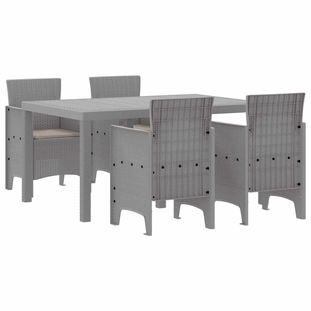Set da Pranzo per Giardino 5 pcs Grigio chiaro Rattan Polt 3378708