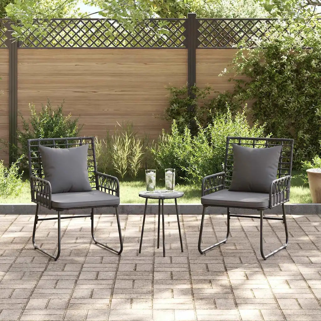 Set da Pranzo per Giardino 3 pcs Nero e antracite polyrattan