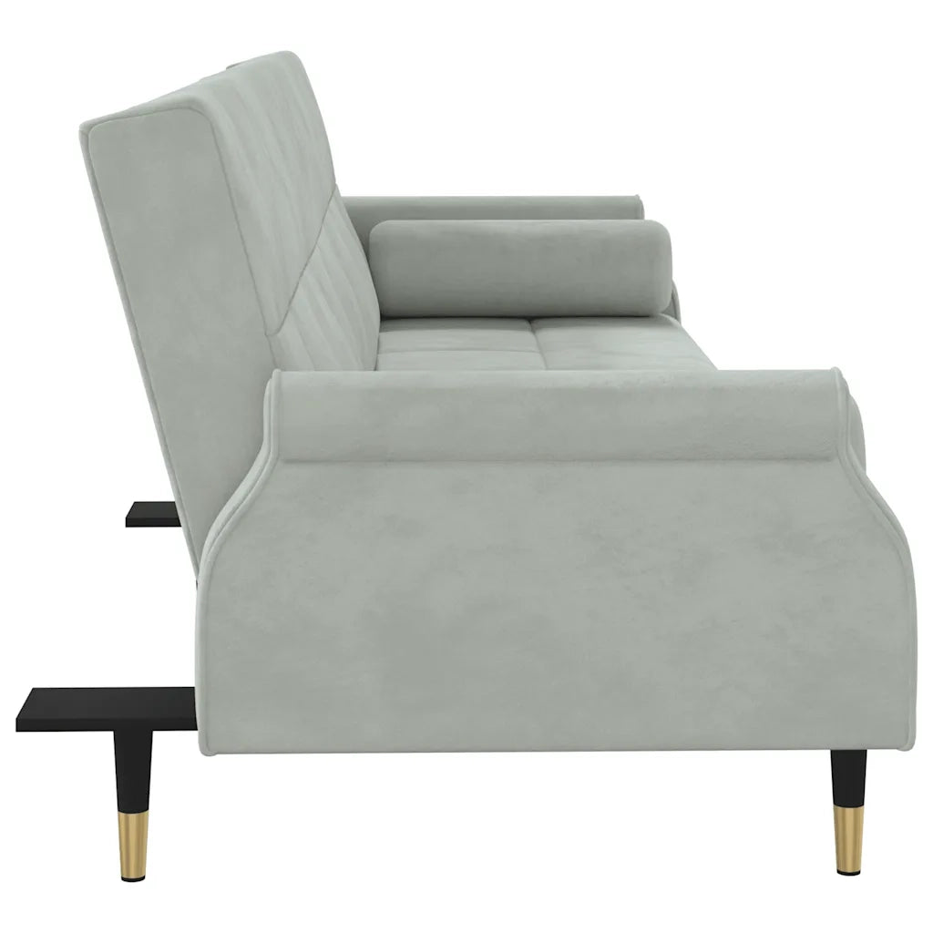 Divano Letto con Cuscini-Sofa Letto-Daybed Grigio Chiaro in Velluto