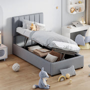 LETTO Contenitore Idraulico 90x200 cm Imbottito Grigio