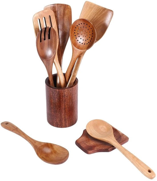 Set di accessori da cucina in legno - 9 pezzi - Teak - di alta qualità