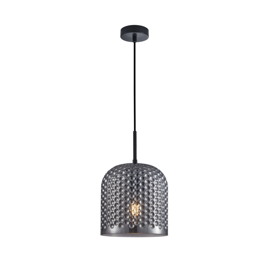 Lampada a sospensione Italux Renti vetro fumé nero E27