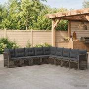 Set Divano da Giardino 9 pz Grigio polyrattan 3434246