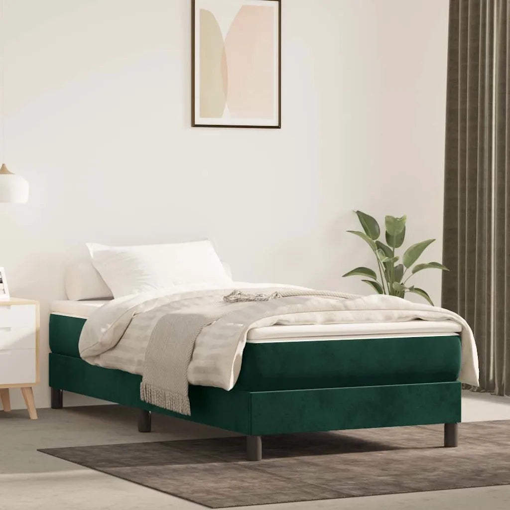 Giroletto a Molle con Materasso-Struttura Letto Verde Scuro 100x200 cm Velluto 750075