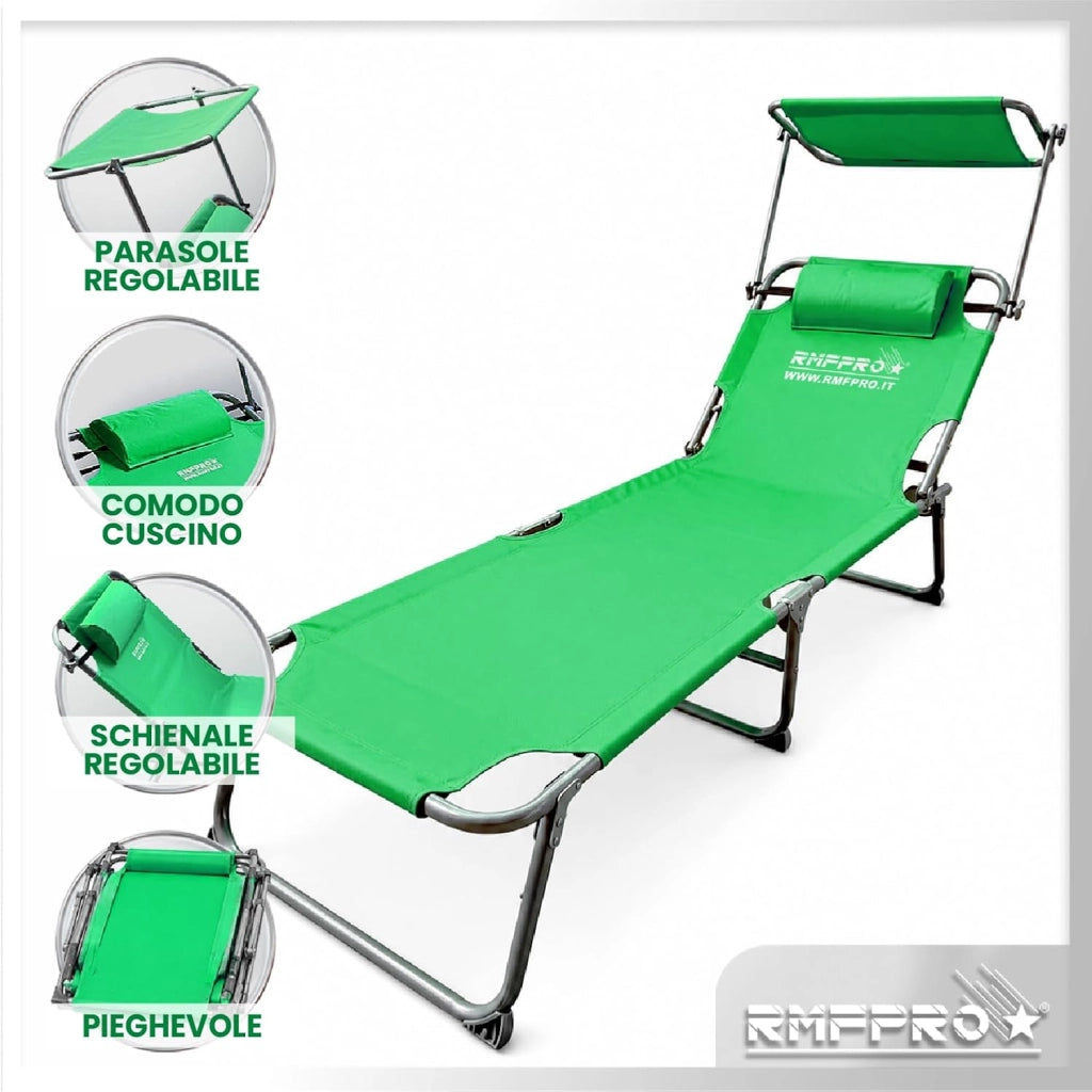 RMF PRO SET 2 LETTINI PIEGHEVOLE CON PARASOLE VERDE