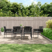 Set Pranzo Giardino 7 pz con Cuscini Polyrattan e Acciaio Nero 3187068