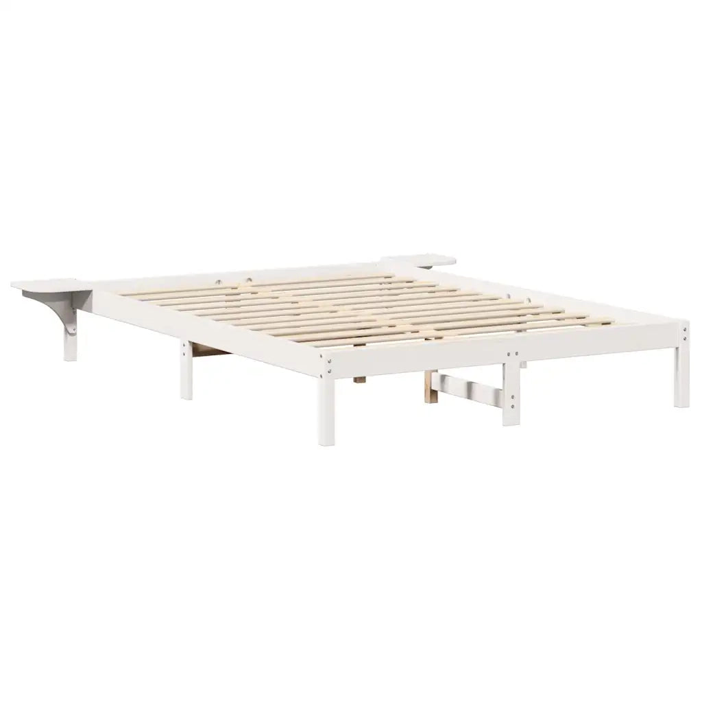 Struttura del letto Bianco 150 x 200 cm Pino massello 873185