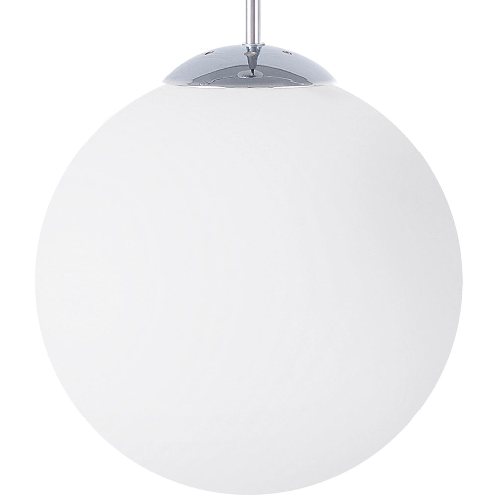 Lampada a Sospensione Vetro Bianco Elementi Argento Forma Globo Grande 1 Luce Moderna