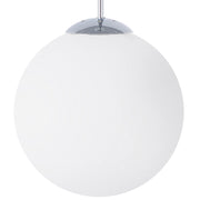 Lampada a Sospensione Vetro Bianco Elementi Argento Forma Globo Grande 1 Luce Moderna