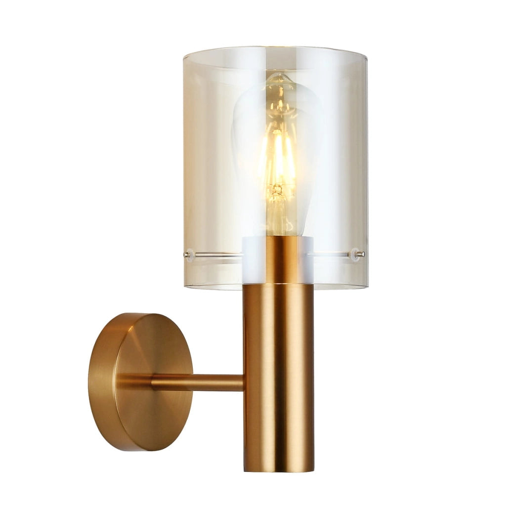 Applique Italux Sardo ottone ambra vetro E27 1 luce