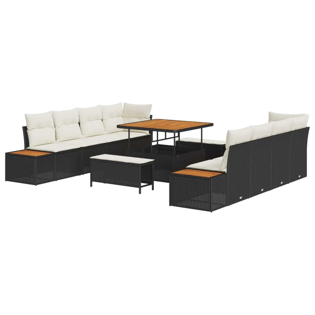 Set Divano da Giardino con cuscino 11 pcs Nero e Crema 3363285