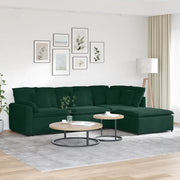 Divano Modulare con Poggiapiedi e Cuscini Velluto Verde Scuro 3321191