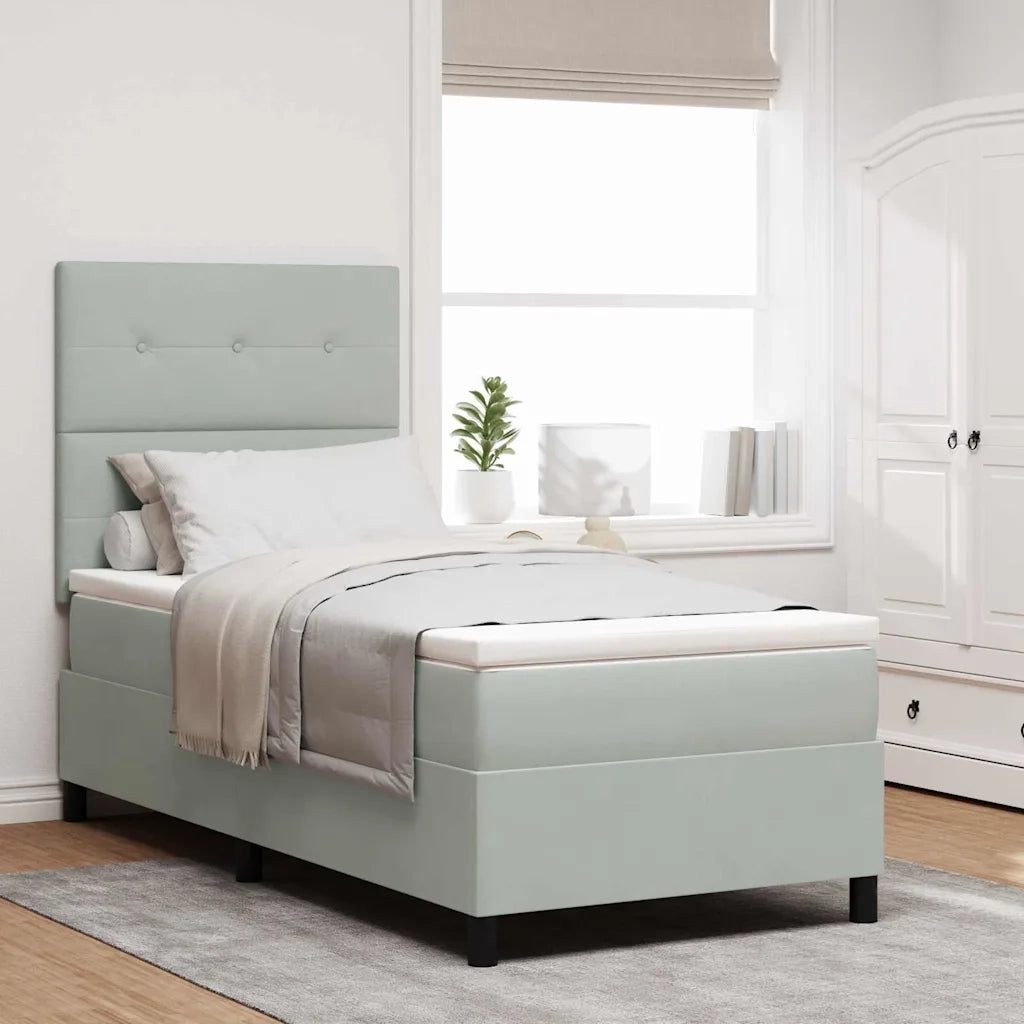 Letto a Sorgente LED Grigio chiaro 90 x 190 cm Tessuto
